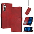 thumbnail image 1 of Designed for Samsung Galaxy S24 Case Wallet, Men Women Flip Folio Cover with PU Leather Stand Credit Card Holders Slots Wrist Strap Soft TPU Inner Phone Case for Samsung Galaxy S24, Red, 1 of 8