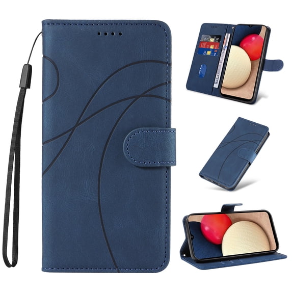 Designed for Samsung Galaxy S24 Case Wallet for Women, Flip Folio Cover with PU Leather Kickstand Credit Card Holder Slots Magnetic Wrist Strap Protective Phone Case for S24, Darkblue