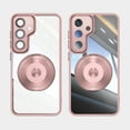 thumbnail image 1 of Designed for Samsung Galaxy S24 Crystal Clear Back Case, Luxury Case with Lens Protector Drop Protective Magnetic Rotating Ring Kickstand Shockproof Thin Fit Phone Case Cover, Pink, 1 of 7