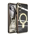 thumbnail image 1 of Designed for Samsung Galaxy S24 FE Case, with 360° Rotatable Magnetic Invisible Stand [Compatible with MagSafe] Gold Plating Edge Soft TPU Shockproof Protective Case for Women Men - Black, 1 of 6
