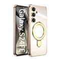 thumbnail image 1 of Designed for Samsung Galaxy S24 FE Case, with 360° Rotatable Magnetic Invisible Stand [Compatible with MagSafe] Gold Plating Edge Soft TPU Shockproof Protective Case for Women Men - Lightpink, 1 of 6