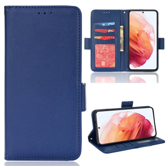 Designed for Samsung Galaxy S24 FE Case, Luxury PU Leather Wallet Phone Case with Card Holder Flip Kickstand Drop Protection Phone Case Cover for Samsung Galaxy S24 FE - Darkblue