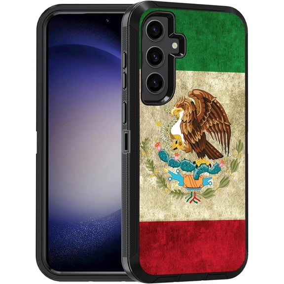 Designed for Samsung Galaxy S24 FE Case, Military Grade Heavy Duty 3-Layer Shockproof Full-Body Protective Cover for Samsung Galaxy S24 FE 5G (2024), Mexican Flag