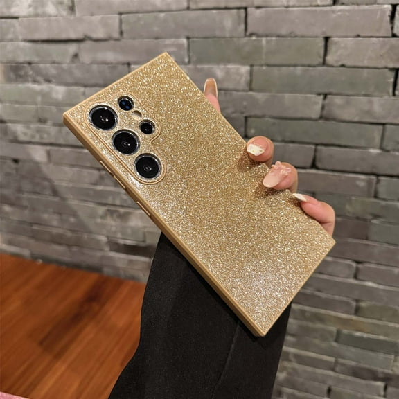 Designed for Samsung Galaxy S24+ Phone Case,Cute Luxury Full Glitter Back Designing,Soft TPU Border PC Cover Shockproof Anti-Scratch Protective Rugged Ultra Slim Thin Fit Phone Case,Gold