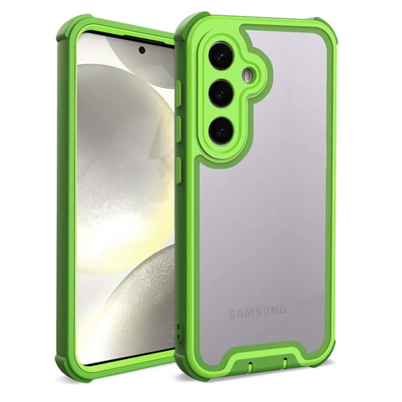 Designed For Samsung Galaxy S24+ Phone Case,Military-Grade Protection,Transparent Back Designing,Heavy Duty Anti-Drop Shockproof Bicolor Rugged 4-in-1 Phone Case For Samsung Galaxy S24+,Green