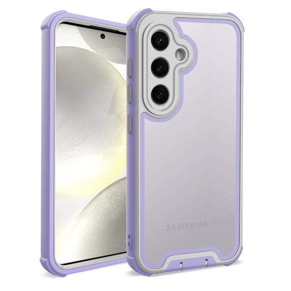 Designed For Samsung Galaxy S24 Phone Case,Military-Grade Protection,Transparent Back Designing,Heavy Duty Anti-Drop Shockproof Bicolor Rugged 4-in-1 Phone Case For Samsung Galaxy S24,Lightpurple