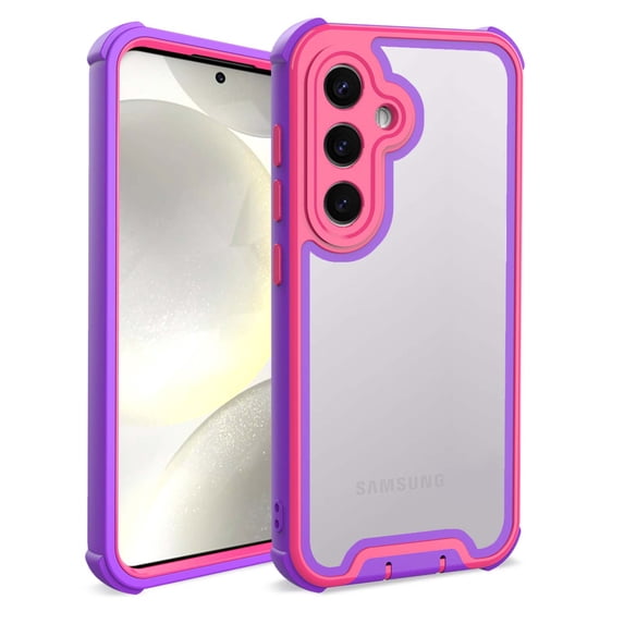 Designed For Samsung Galaxy S24+ Phone Case,Military-Grade Protection,Transparent Back Designing,Heavy Duty Anti-Drop Shockproof Bicolor Rugged 4-in-1 Phone Case For Samsung Galaxy S24+,Purple