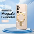 thumbnail image 1 of Designed for Samsung Galaxy S24 Plus Case, with 360° Rotatable Magnetic Invisible Stand [Compatible with MagSafe] Gold Plating Edge Soft TPU Shockproof Protective Case for Women Men - Lightpink, 1 of 9