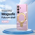 thumbnail image 1 of Designed for Samsung Galaxy S24 Plus Case, with 360° Rotatable Magnetic Invisible Stand [Compatible with MagSafe] Gold Plating Edge Soft TPU Shockproof Protective Case for Women Men - Lightpurple, 1 of 9