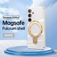 thumbnail image 1 of Designed for Samsung Galaxy S24 Plus Case, with 360° Rotatable Magnetic Invisible Stand [Compatible with MagSafe] Gold Plating Edge Soft TPU Shockproof Protective Case for Women Men - White, 1 of 9