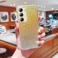 thumbnail image 1 of Designed for Samsung Galaxy S24 Plus Case, Glitter Gradient Shiny Bling Paper Clear Shell Case, Slim Lightweight Shockproof Protective Rubber Bumper Phone Cover for Samsung Galaxy S24 Plus, Gold, 1 of 10