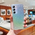 thumbnail image 1 of Designed for Samsung Galaxy S24 Plus Case, Glitter Gradient Shiny Bling Paper Clear Shell Case, Slim Lightweight Shockproof Protective Rubber Bumper Phone Cover for Samsung Galaxy S24 Plus, Silver, 1 of 10