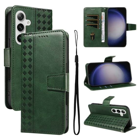 Designed for Samsung Galaxy S24 Plus Case Wallet, Men Women Flip Folio Cover with PU Leather Stand Credit Card Holders Slots Wrist Strap Magnetic Phone Case for Samsung Galaxy S24 Plus, Darkgreen