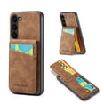 thumbnail image 1 of Designed for Samsung Galaxy S24 Plus Credit Card Slots Flip Wallet Back Case, Vintage Ultra Slim Premium PU Leather Magnetic Snap Kickstand Drop Protective Phone Cover with RFID Blocking, Brown, 1 of 9