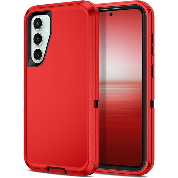 Entronix Heavy Duty Case Compatible with Galaxy S24 Plus, Shockproof Hard Cover, Red