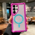 thumbnail image 1 of Designed for Samsung Galaxy S24 Rubber Corner Protection Bumper Magnetic Phone Case [Compatible with Magsafe],Translucent Cute Bling Glitter Shockproof Sparkly Back Cover for Women Girl,Purple, 1 of 9