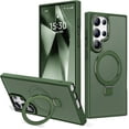 thumbnail image 1 of Designed for Samsung Galaxy S24 Ultra Case with Magnetic Invisible Ring Stand [Compatible with Mag-Safe] [Translucent Matte Back] Military Drop Protection Slim Cover for Men Women-Green, 1 of 13