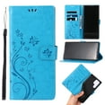 thumbnail image 1 of Designed for Samsung Galaxy S24 Ultra Case, Wrist Strap Flip Kickstand PU Leather Wallet Case Cash Card Slots Holder, Protective Shockproof Pattern Women Cover for Samsung Galaxy S24 Ultra, Blue, 1 of 7