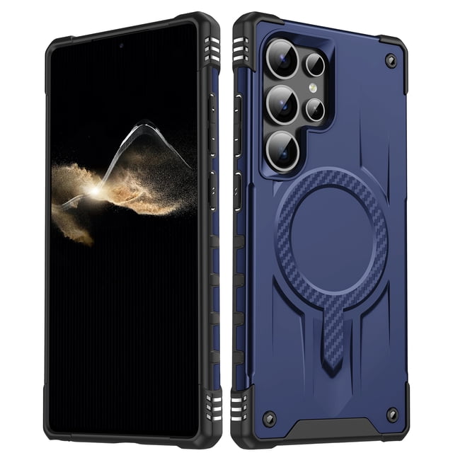 Designed for Samsung Galaxy S24 Ultra - Compatible with MagSafe Support Wireless Charging Rugged Shockproof Anti-Slip Military Grade Protective Phone Cover for Samsung Galaxy S24 Ultra, Blue