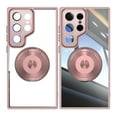 thumbnail image 1 of Designed for Samsung Galaxy S24 Ultra Crystal Clear Back Case, Luxury Case with Lens Protector Drop Protective Magnetic Rotating Ring Kickstand Shockproof Thin Fit Phone Case Cover, Pink, 1 of 7