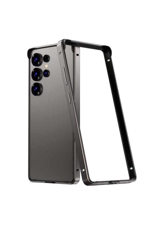 Designed for Samsung Galaxy S24 Ultra Frame Phone Case,No Back,4 Corner Raised Edge Protection,Ultra Slim Shockproof Anti-fall Rugged Durable Anti-Scratch Metal Bumper Phone Case,Gray
