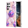 thumbnail image 1 of Designed for Samsung Galaxy S24 Ultra Marble Case, Ultra Thin Girls Women Polished Plating Flexible Soft TPU IMD Protective Case Cover for Samsung Galaxy S24 Ultra - Lightpurple, 1 of 5