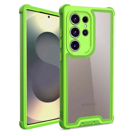 Designed For Samsung Galaxy S24 Ultra Phone Case,Military-Grade Protection,Transparent Back Designing,Heavy Duty Anti-Drop Shockproof Bicolor Rugged 4-in-1 Phone Case,Green