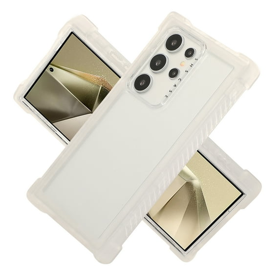 Designed for Samsung Galaxy S24 Ultra Shockproof Clear Case, for Men Women Boys Girls Anti-Yellowing Drop Protection Hard PC Transparent Back Phone Case Cover for Samsung Galaxy S24 Ultra, White