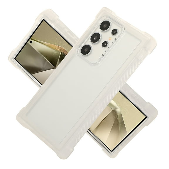 Designed for Samsung Galaxy S24 Ultra Shockproof Clear Case, for Men Women Boys Girls Anti-Yellowing Drop Protection Hard PC Transparent Back Phone Case Cover for Samsung Galaxy S24 Ultra, White