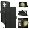 thumbnail image 1 of Designed for Samsung Galaxy S24 Ultra Wallet Case, Classic Women Flip Folio Cover with Embossed PU Leather Stand Card Holder Slots Magnetic Detachable Wrist Strap for Samsung Galaxy S24 Ultra, Black, 1 of 9