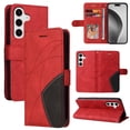 thumbnail image 1 of Designed for Samsung Galaxy S24 Wallet Case, [RFID Blocking] PU Leather Folio Kickstand [TPU Protective Interior Case], Magnetic Closure Card Slot with Hand Strap Shockproof Phone Cover,Red, 1 of 8