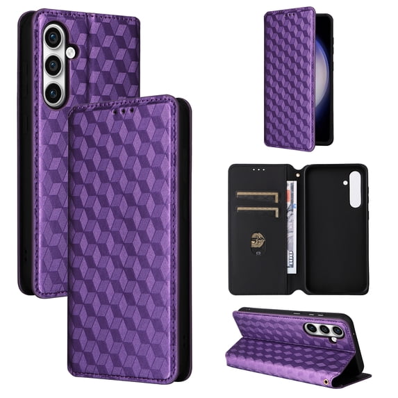 Designed for Samsung Galaxy S25 Case Wallet, Women Men Flip Folio Cover PU Leather Kickstand Credit Card Holders Slots Magnetic Shockproof Phone Case Cover for Samsung Galaxy S25 - Purple