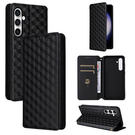 Designed for Samsung Galaxy S25 Case Wallet, Women Men Flip Folio Cover PU Leather Kickstand Credit Card Holders Slots Magnetic Shockproof Phone Case Cover for Samsung Galaxy S25 - Black