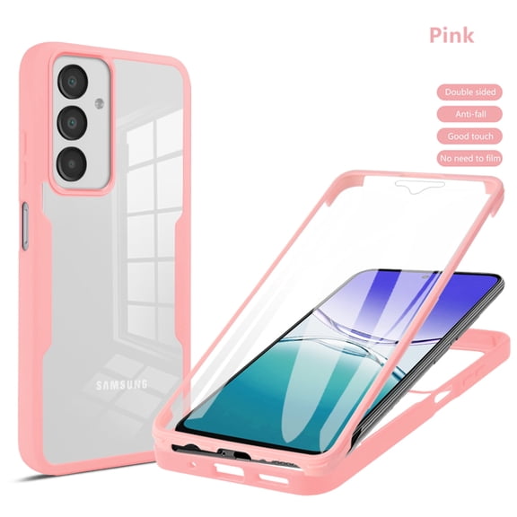 Designed for Samsung Galaxy S25 Edge Case Full-Body Bumper Case Cover Built in Screen Protector Shockproof Transparent Back 360 Full Body Protective Case for Samsung Galaxy S25 Edge, Pink