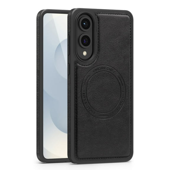 Designed for Samsung Galaxy S25 Edge Magnetic Phone Case,Compatible with Mag-Safe,Heavy Duty Protection,PU Leather Shockproof Non-Slip Durable Rugged Ultra Slim Thin Fit Phone Case,Black