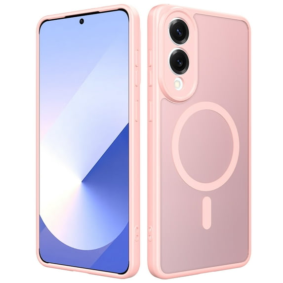 Designed for Samsung Galaxy S25 Edge Magnetic Phone Case,Precision Lens Hole Protection,Compatible with Mag-Safe,Ultra Slim,Shockproof Anti-Scratch Anti-fall Translucent Matte Phone Case,Pink