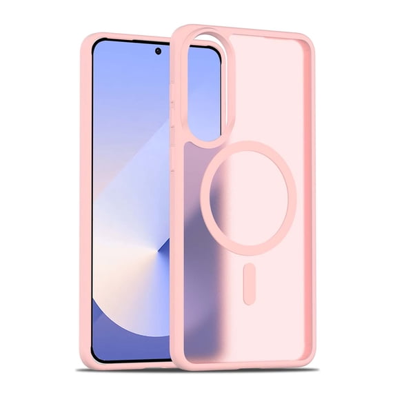 Designed For Samsung Galaxy S25 Edge Phone Case,Compatible with MagSafe,Anti-Scratch Anti-Fingerprint Shockproof Skin Feeling Frosted Translucent Ultra Slim Thin Fit Phone Case Cover,Pink