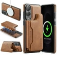 thumbnail image 1 of Designed for Samsung Galaxy S25 Edge Wallet Phone Case,Magnetic Detachable Flip Card Holder,Back Flip Kickstand,Compatible with Mag-Safe,2-in-1 PU Leather Heavy Duty Shockproof Phone Case,Brown, 1 of 10