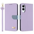 thumbnail image 1 of Designed for Samsung Galaxy S25 Edge Wallet Phone Case,With Card Slots,Metal Bowknot PU Leather Flip Folio Kickstand,with Shoulder Strap&Wrist Strap,Shockproof Anti-fall Phone Case,Purple, 1 of 10