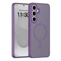 Designed for Samsung Galaxy S25 FE Magnetic Phone Case,Precision Lens Hole Protection,Compatible with Mag-Safe,Ultra Slim,Shockproof Anti-Scratch Anti-fall Translucent Matte Phone Case,Darkpurple