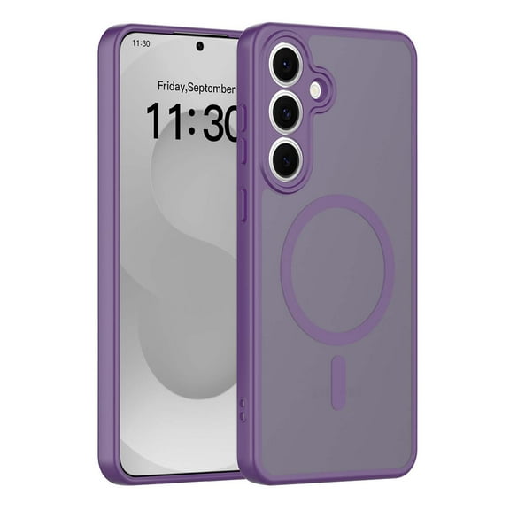 Designed for Samsung Galaxy S25 FE Magnetic Phone Case,Precision Lens Hole Protection,Compatible with Mag-Safe,Ultra Slim,Shockproof Anti-Scratch Anti-fall Translucent Matte Phone Case,Darkpurple