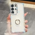 thumbnail image 1 of Designed for Samsung Galaxy S25+ Glitter Phone Case,Luxury Diamond Frame&Lens Ring,with 360°Rotation Diamond Ring Kickstand,Women Girls Shiny Shockproof Anti-fall Sturdy Phone Case,Clear, 1 of 11