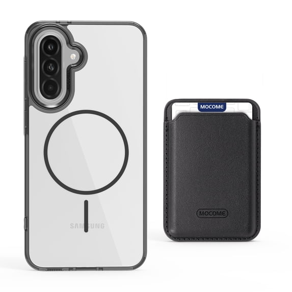 Designed For Samsung Galaxy S25 Magnetic Wallet Phone Case,Compatible with Mag-Safe,Magnetic detachable Card Holder,Shockproof Anti-fall Ultra Slim Transparent Thin Fit Phone Case,Black