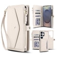 thumbnail image 1 of Designed for Samsung Galaxy S25 Multi-Function Wallet Phone Case,With Shoulder Strap&Wrist Strap,Cash Pocket&Card Slots,Zipper Purse,Magnetic Detachable PU Leather Flip Phone Case,White, 1 of 9
