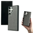 thumbnail image 1 of Designed for Samsung Galaxy S25 Phone Case, Classic Lightweight PU Leather Back + TPU Frame, Shockproof Protective Anti-falling Ultra Slim Back Case for Samsung Galaxy S25, Gray, 1 of 7