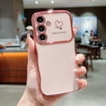 thumbnail image 1 of Designed For Samsung Galaxy S25 Phone Case,Cute Curly Wave Frame with Luxury Plating Love Heart Pattern For Women Girls,Soft TPU Shockproof Raised Lens Protection Phone Case,Pink, 1 of 9