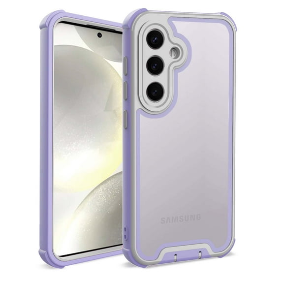 Designed For Samsung Galaxy S25 Phone Case,Military-Grade Protection,Transparent Back Designing,Heavy Duty Anti-Drop Shockproof Bicolor Rugged 4-in-1 Phone Case For Samsung Galaxy S25,Lightpurple