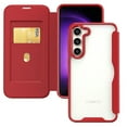 thumbnail image 1 of Designed for Samsung Galaxy S25 Plus Phone Case, Luxury Ultra Slim PU Leather Shockproof Protective Folio Flip Wallet Case with Card Slots & Clear Back Cover for S25 Plus, RFID Blocking - Red, 1 of 5