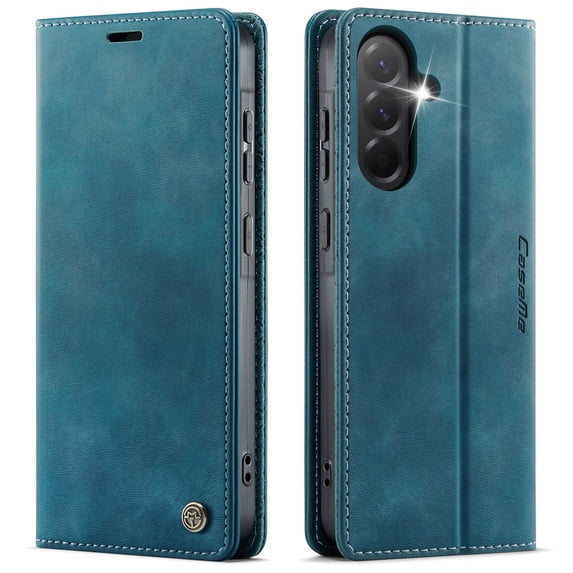 Designed for Samsung Galaxy S25 Plus Wallet Case, Classic PU Leather Flip Cover with Kickstand, RFID Blocking Card Slots, Magnetic Clasp, Full Body Protective Shockproof Phone Case, Green