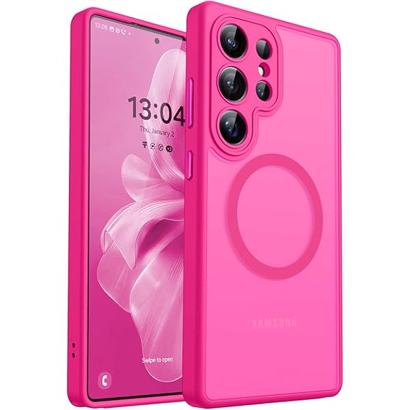 Designed for Samsung Galaxy S25 Ultra Case (2025) [Full Camera Protection] [Compatible with Magsafe] Translucent Matte Back Protective Phone Cover, Hot Pink